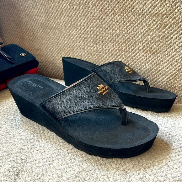 Coach Shoes - ▪️Coach Monogram Wedge Sandals